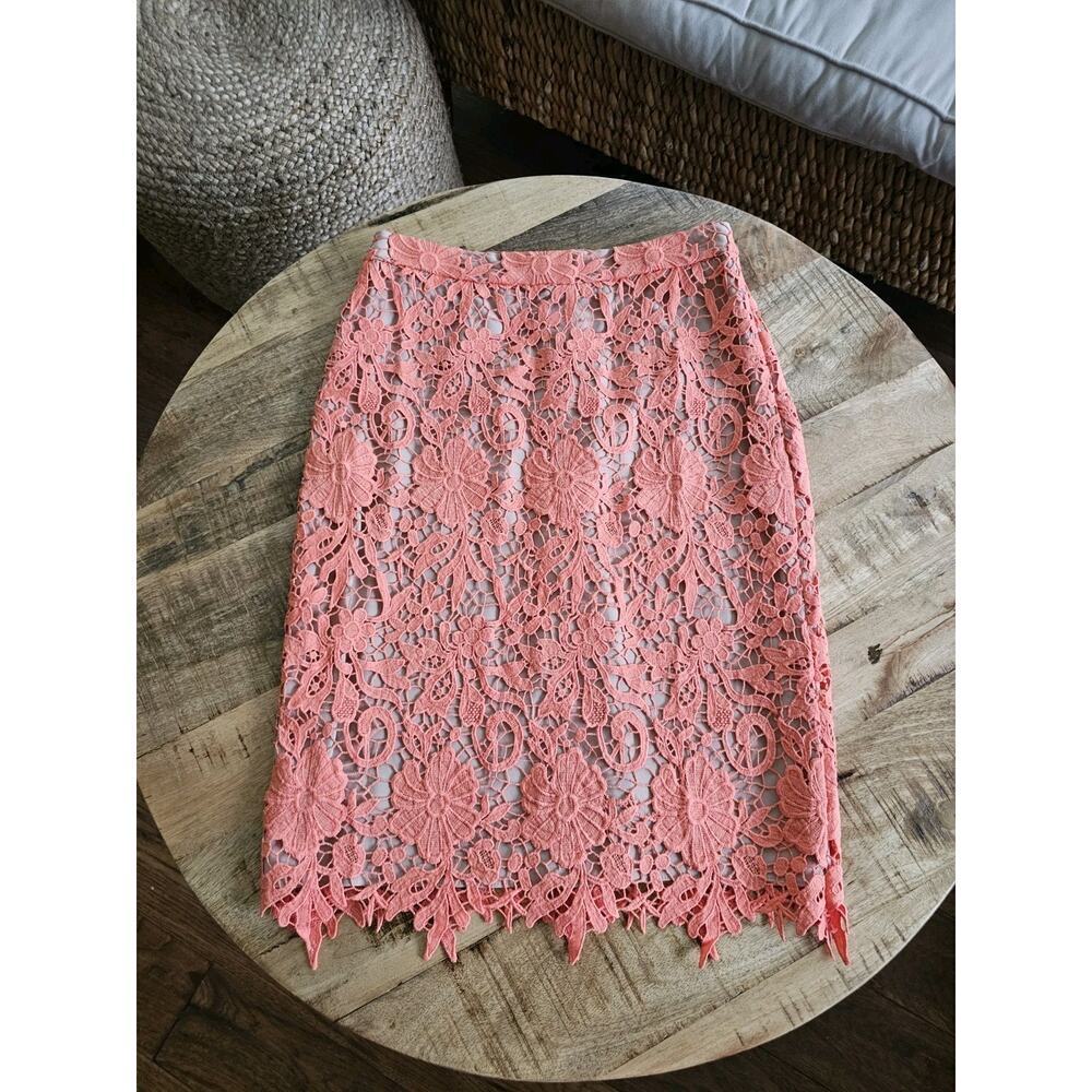 Alice + Olivia Coral Lace Pencil Skirt